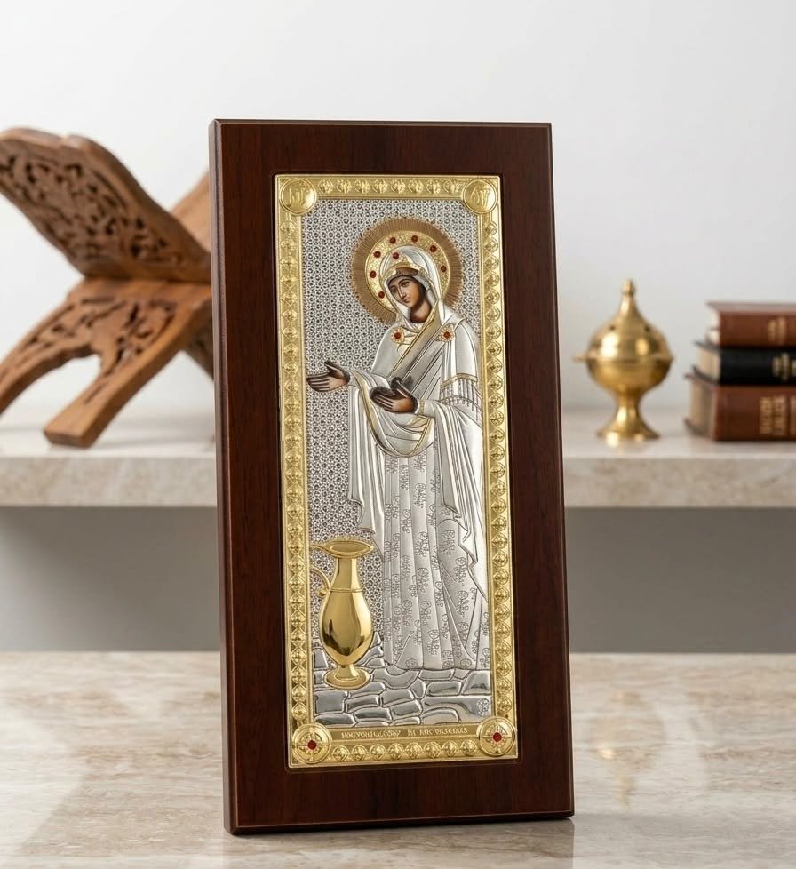 Virgin Mary Gerontissa Silver Icon