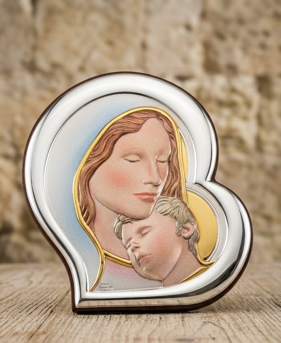 Madonna and Child Silver Plaque
